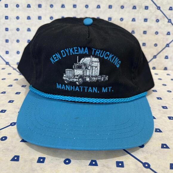 Vintage Two Tone Trucker Hat Snapback Adjustable Made In USA Trucking Company - Picture 1 of 8